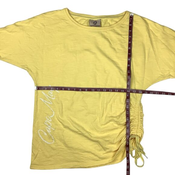 Artisans The Art of Apparel 3/4 Sleeve Top Women's L Cape May Ruched Side Yellow - Picture 8 of 14